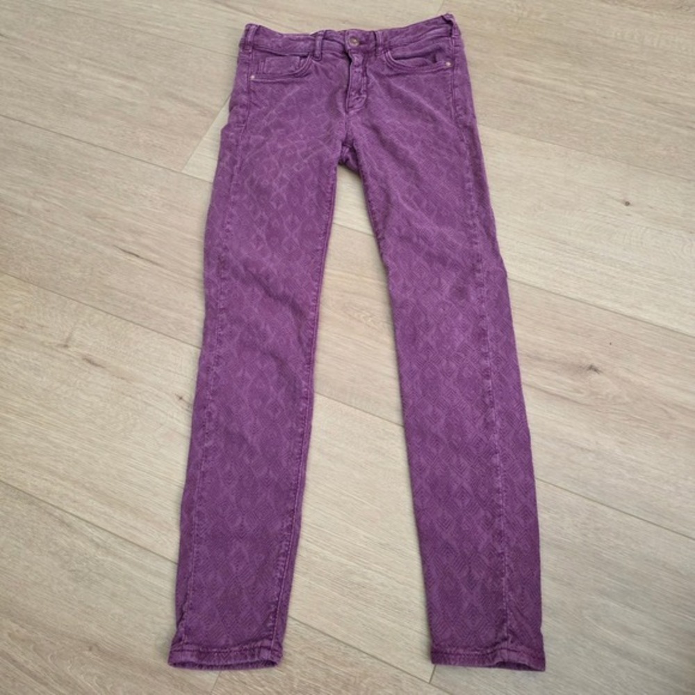 Pilcro Anthropologie Jeans Size 26 Script Purple Diamond Patterned Skinny‎